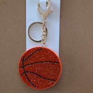 Glittering Orange Basketball Keychain